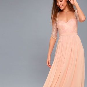 New BLUSH PINK LACE MAXI DRESS
